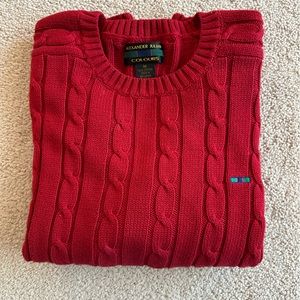 Alexander Julian Colours 100% Cotton Cable Knit Sweater, Men’s Medium, Red